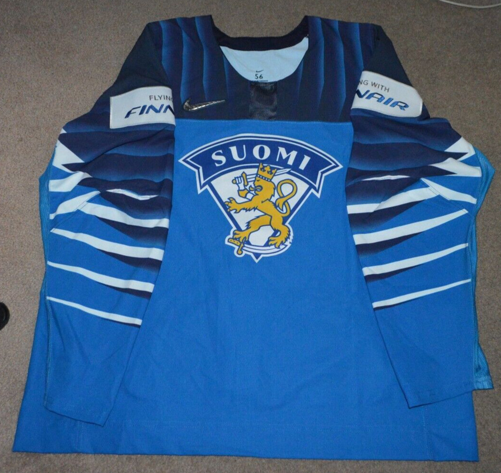 Finland Nike Swift AUTHENTIC Team Issued Hockey Jersey Sz 56 IIHF Blank