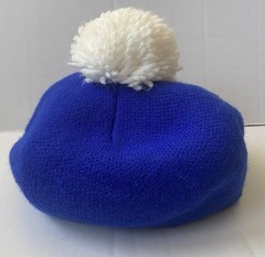 VTG CHILD 22.5” Dodgers Baseball Script Logo MLB Knit Hat Blue Newsboy Brim Pom