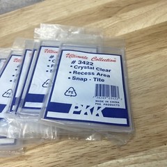 PKK Snap Tite Style # 3422 Lot of 10 Crystal Clear, Recessed Area Holders NOS