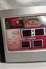 PHILADELPHIA PHILLIES SCOREBOARD ALARM CLOCK WITH 3 DIF. SOUNDS WORLD SERIES