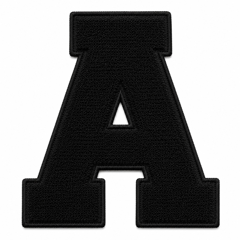 Chenille Letter Patches 8&Prime; All Alphabets 9 Colors Iron On Sew On Black DIY Craft