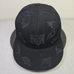 Vintage Reebok NFL Blackout All Team Logo Fitted Hat 7 3/4 Wool Cap Y2K