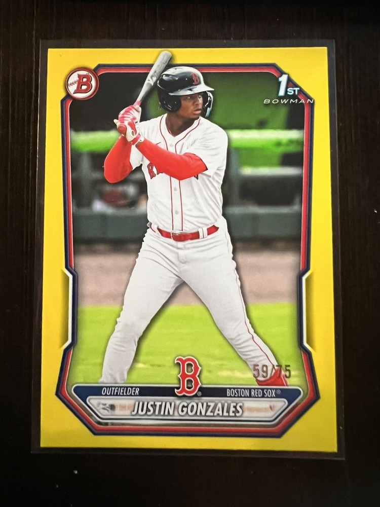 Justin Gonzales Bowman 1st Bowman True Yellow /75 Boston Red Sox SP