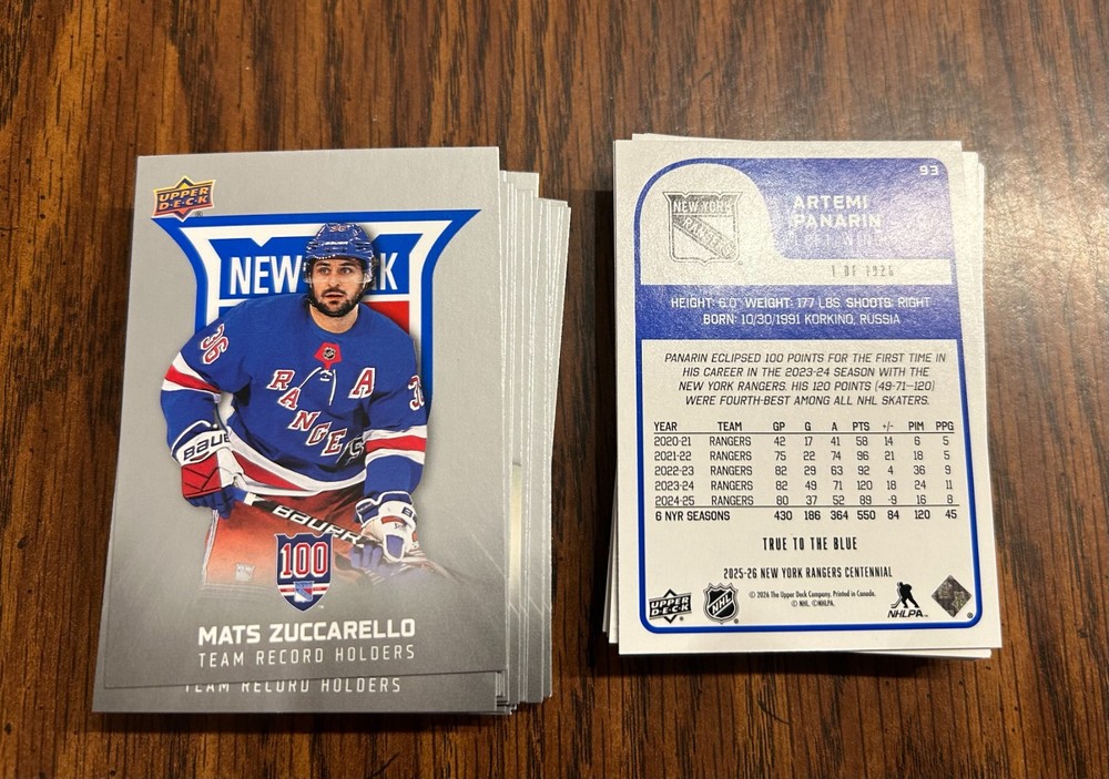 2025-06 UD NEW YORK RANGERS CENTENNIAL – TRUE TO THE BLUE – YOU PICK