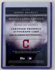 2016 Bowman Inception – Prospect Autographs Bobby Bradley #PA-BBR Green /50 (AU,