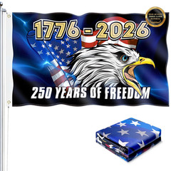 250th Anniversary USA Flag 3×5 Ft Double Sided 3 36 inches x 60 inches, Blue