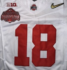 Will Howard Ohio State National Championship Gold OSU 18 White Jersey Buckeyes