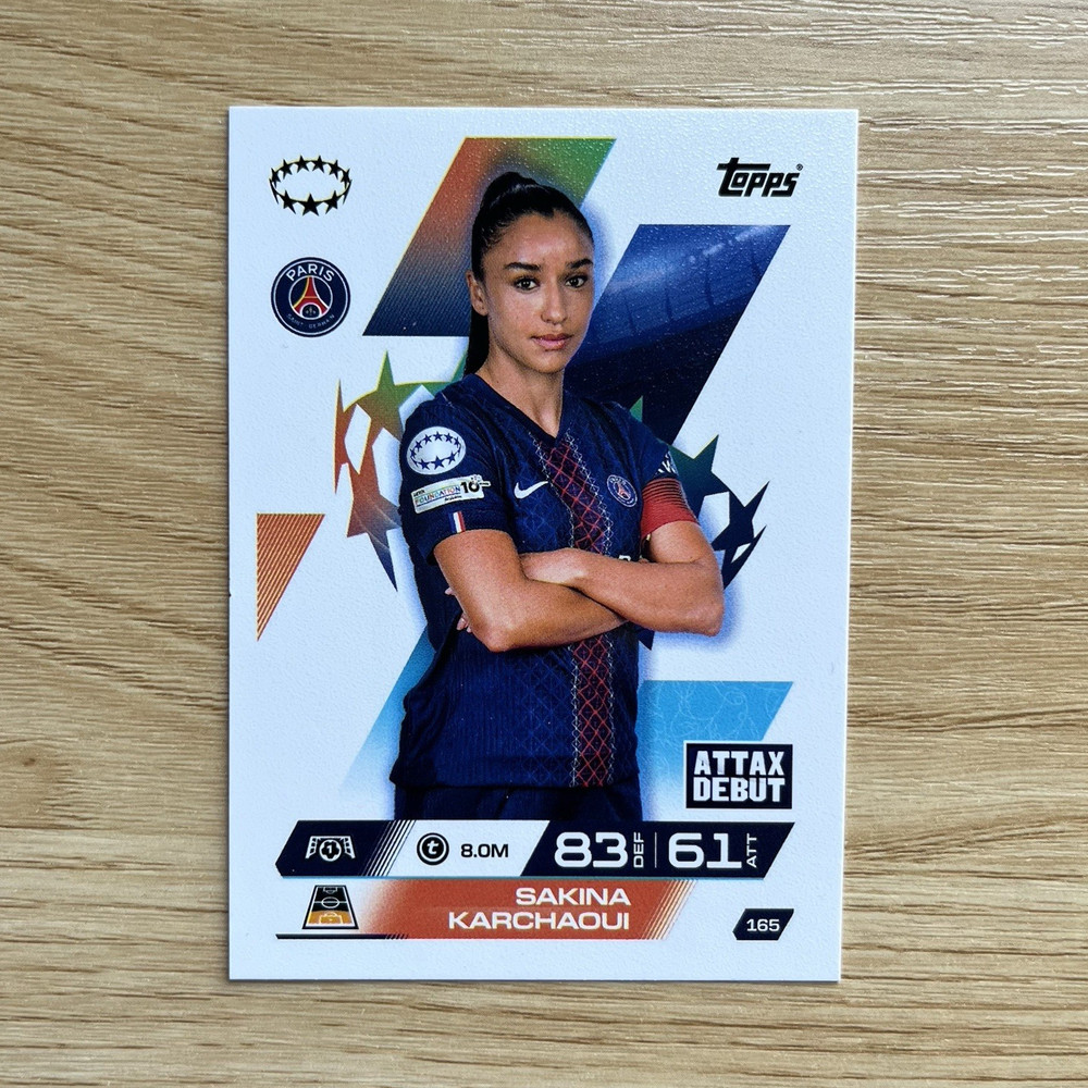 Sakina Karchaoui Topps Match Attax #165 PSG ATTX Debut Rookie Soccer Card