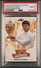 QTY 2023 Leaf Wins Wimbledon CARLOS ALCARAZ /1468 Tennis Card # WWB-1 PSA 10