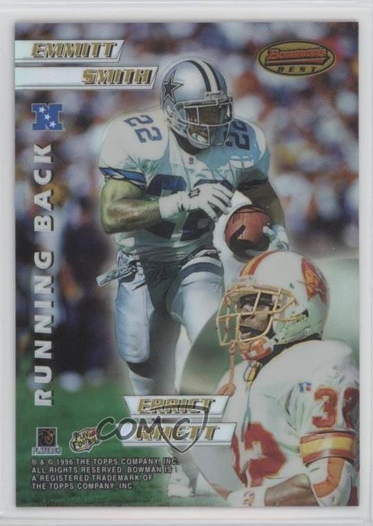 1996 Bowman&rsquo;s Best Mirror Image Refractor Emmitt Smith Errict Rhett #4 HOF 10lp