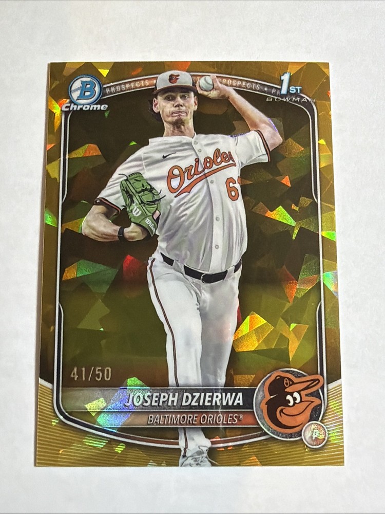 2025 1st Bowman Draft Chrome Sapphire Gold Ref Joseph Dzierwa 41/50 RC Orioles