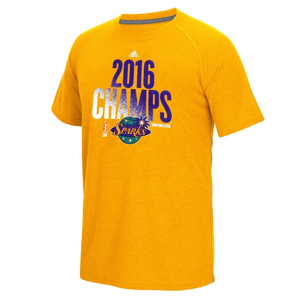Los Angeles Sparks WNBA Adidas Men&rsquo;s Gold Champs Climalite Ultimate Tee T-Shirt