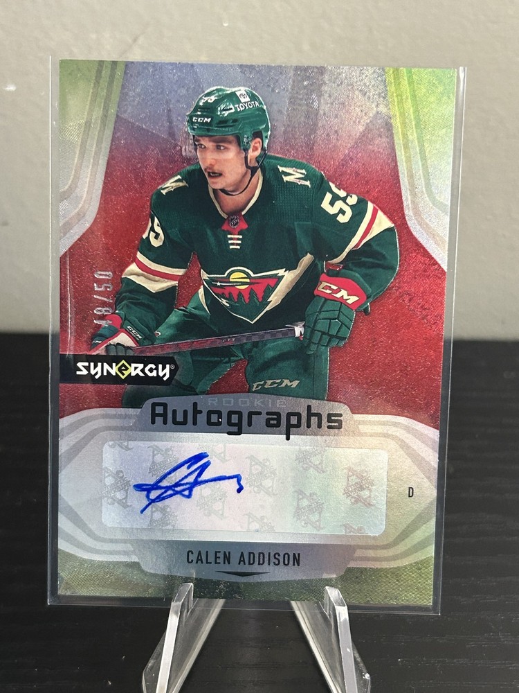 2021-22 Upper Deck Synergy #AR-CA Calen Addison Auto Rookies Red #/50
