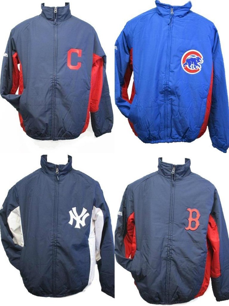 Yankees Cubs Red Sox Indians Mens S-M-L-XL-2XL-3XL Majestic Dugout Jacket Coat