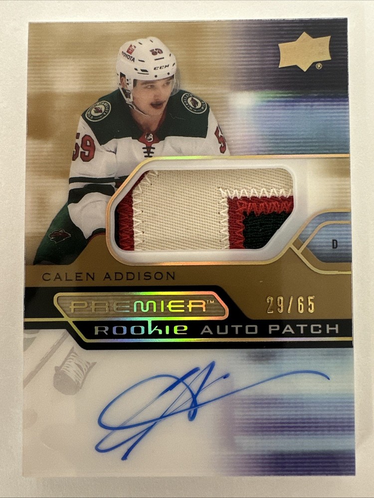 2021-22 Upper Deck Premier Calen Addison #AR-CA Gold Auto Patch /65 RC – TCCCX
