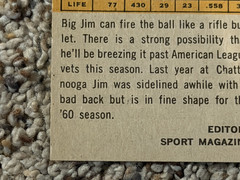 1960 Topps Jim Kaat #136 (RC) Sport Magazine 1960 Rookie Star