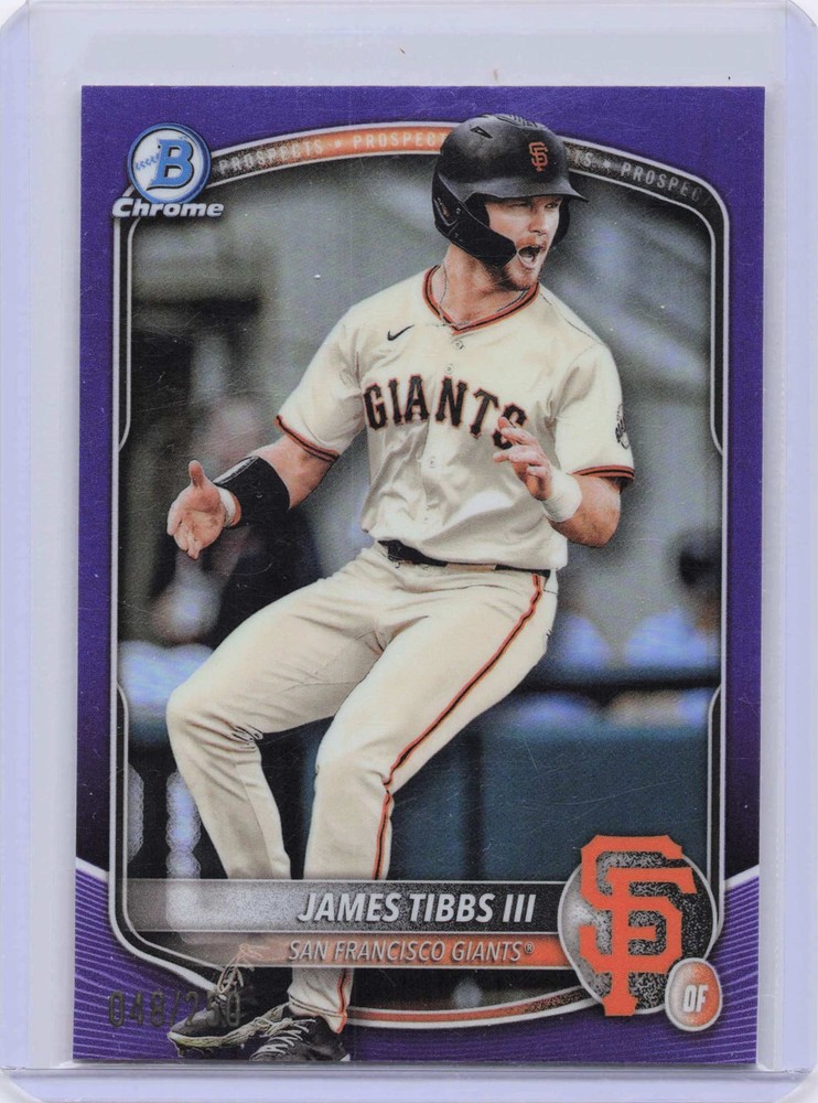 James Tibbs III 2025 Bowman #BCP-39 Chrome Prospects Purple Refractor #/250
