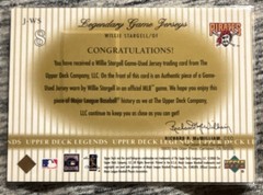Upper Deck Legends Willie Stargell Pirates Legendary Game Jerseys J-WS Game-Used