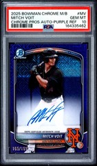 2025 BOWMAN CHROME MEGA BOX CHROME PROSPECTS AUTOS #MV MITCH VOIT 165/199 PSA 10