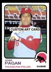 Jose Pagan Philadelphia Phillies 1973 Custom Made Baseball Art Card