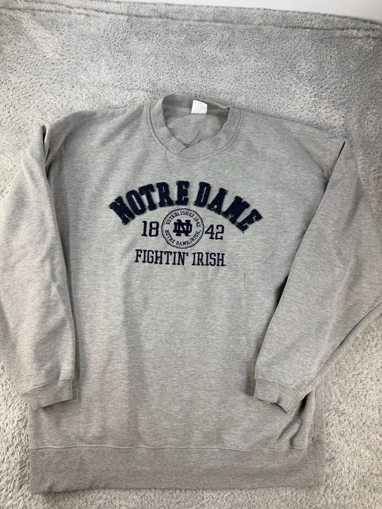 Adidas Notre Dame Fighting Irish Established 1842 Heather Grey Crewneck Sweatshi