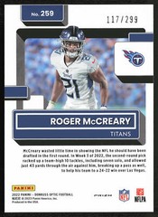 2022 Donruss Optic #259 Roger McCreary Aqua #/299 SN,RC