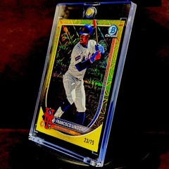 Francisco Lindor 2025 BOWMAN CHROME #59 YELLOW MOJO REFRACTOR /75🔥NY METS🌟