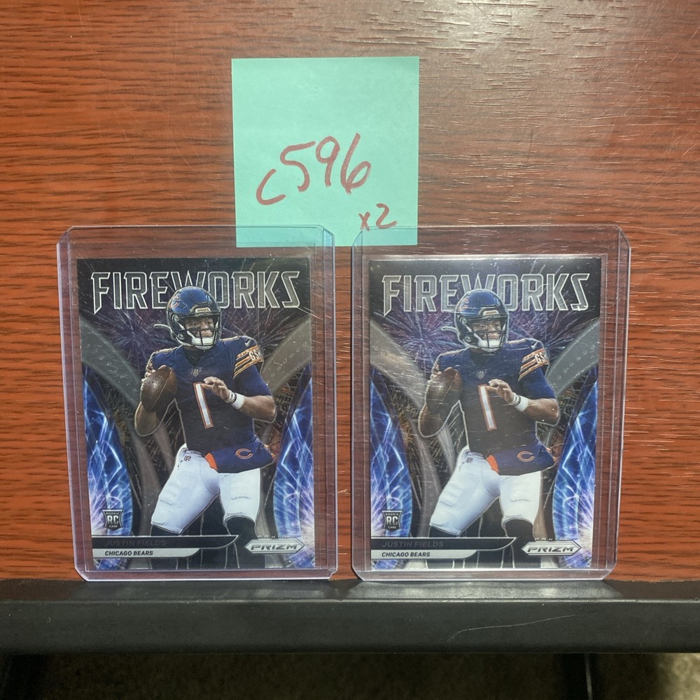 Lot Of 2 F-24 Justin Fields 2021 Panini Prizm Chicago Bears Rookie Cards c596