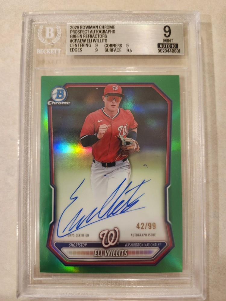Topps 2026 Bowman Chrome Eli Willits Auto CPA-EW Nationals True Green /99