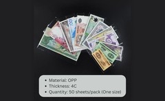 50Pcs Size 1 Professional Banknote Protective Plastic Sleeves Paper Money OPP…