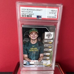 PHENOM Bowman 2024 Bowman Draft Nick Kurtz Draft Night Chrome #BDN-3 PSA 10