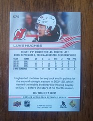 Luke Hughes Outburst Red 06/25 SP 2025-26 Upper Deck Extended Mint #575 Parallel