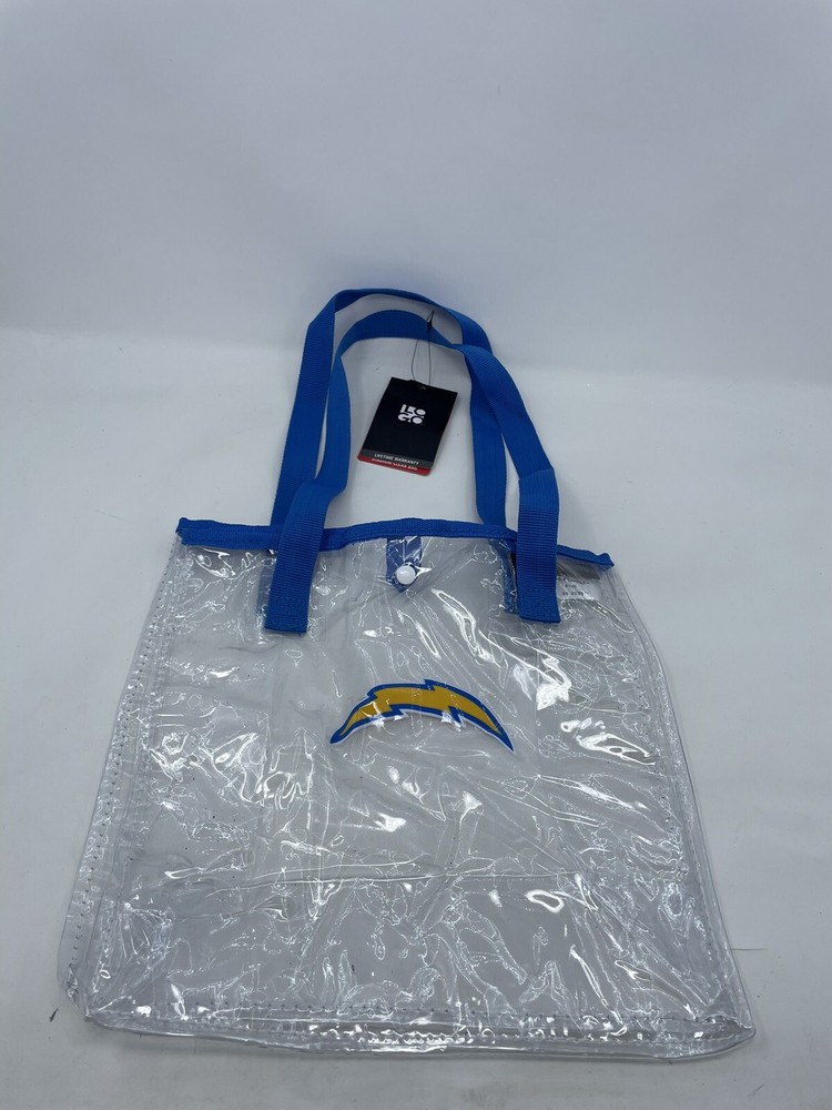 New Los Angeles LA Chargers Clear Stadium Bag 12x12x6 NFL LOGO Snap Closure