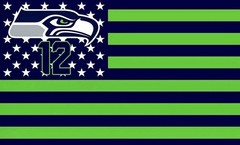 (2) Seattle Seahawks Stars & Stripes US Flag Design Vinyl Stickers 5×3.2 Decals