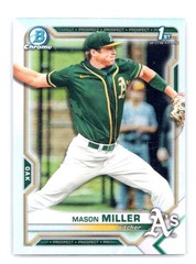 2021 Bowman Chrome #BDC-85 Mason Miller 1st Bowman Refractor Oakland Athletics