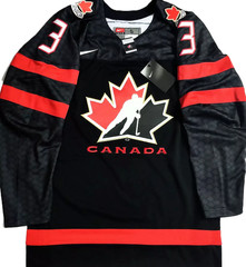 NWT-S * MATTHEW SCHAEFER #3 TEAM CANADA BLK/3rd LICENSED IIHF NIKE HOCKEY JERSEY