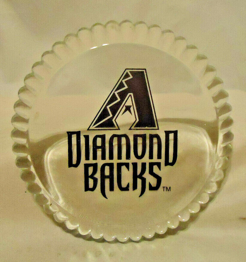 MLB ARIZONA DIAMONDBACKS CLEAR GLASS PAPERWEIGHT 3 3/4&Prime; DIAMETER