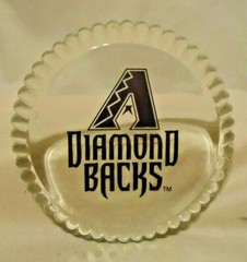 MLB ARIZONA DIAMONDBACKS CLEAR GLASS PAPERWEIGHT 3 3/4&Prime; DIAMETER