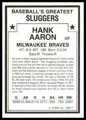 1982 TCMA Baseball&rsquo;s Greatest Sluggers (White Backs) #4 Hank Aaron Braves NM