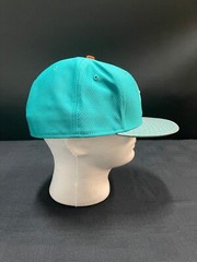 MIAMI DOLPHINS THROWBACK LOGO AQUA WITH DARK ORANGE POLKA DOTS FITTED HAT