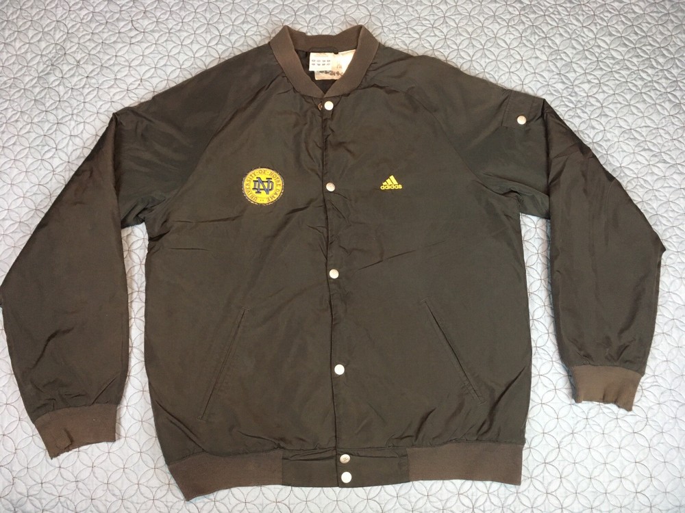 Adidas Notre Dame Satin Jacket Vintage Rare Sample Track 1842 Logos Men Sz M GUC