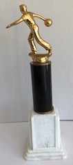 Art Deco Bowling Trophy Brass Metal Alloy w/ Bakelite Column Base Dodge Inc VTG