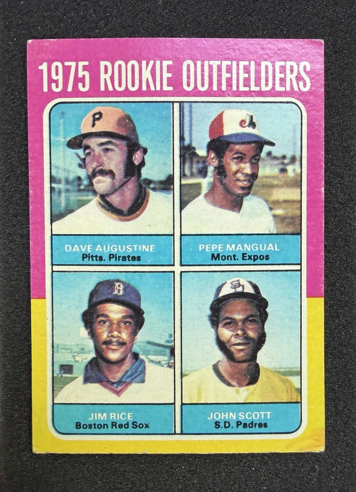 Topps 1975 Rookie Outfielders Jim Rice Dave Augustine Pepe Mangual #616