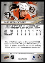 2025-26 Upper Deck Base Olen Zellweger Anaheim Ducks #251