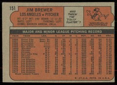 1972 TOPPS JIM BREWER LOS ANGELES DODGERS #151 VG/EX