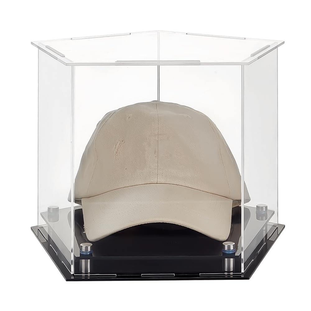 Baseball Hat Display Case Clear Acrylic Pentagon Sports Cap Holder Box Hat Di…