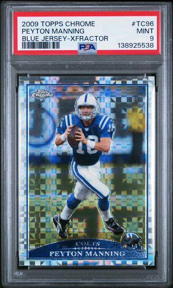 2009 Topps Chrome #TC96 Peyton Manning Blue Jersey X-Fractor Colts PSA 9