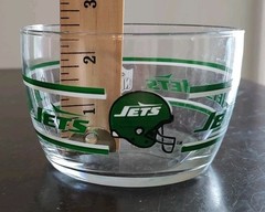 Pair of 2 Vintage New York Jets Glass Snack Bowl Libbey NFL Football