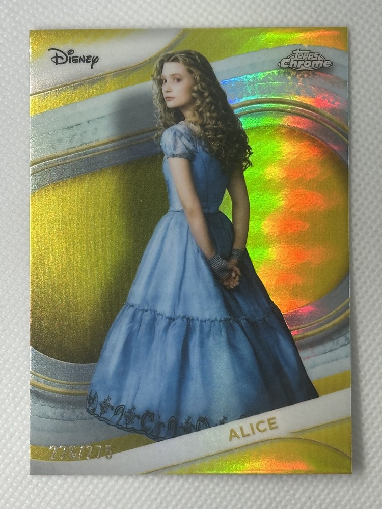 Alice in Wonderland 2025 Topps Chrome Disney Card Yellow Gold Pixar SP #/275