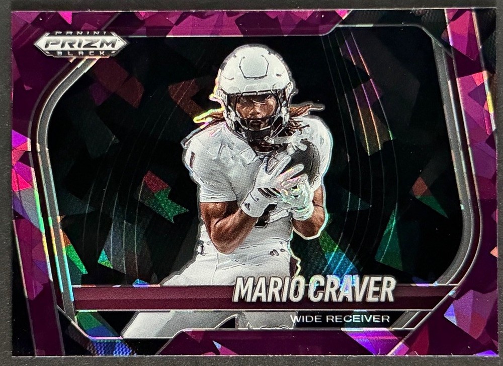 Mario Craver 2025 Panini Prizm Black #185 Purple Ice /149 RC Texas A&M Aggies